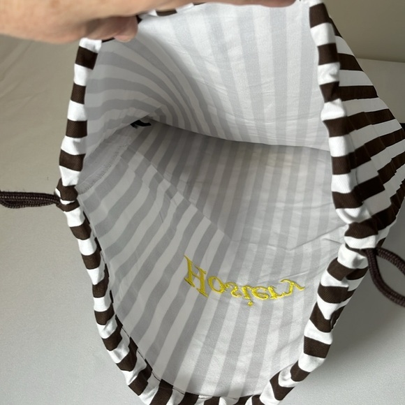 Henri Bendel Hosiery/Dust Bag - 12x16 drawstring dark brown & white stripe - Picture 7 of 8